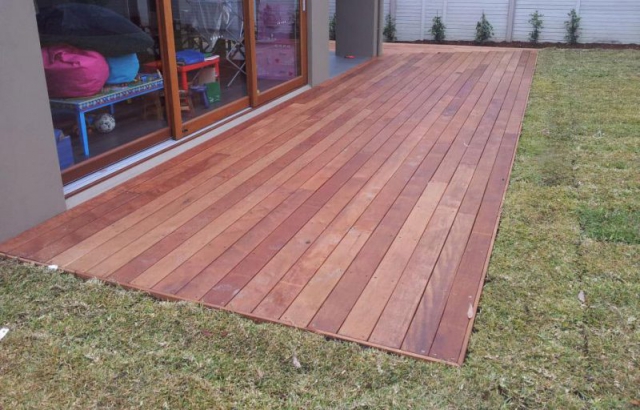Wooden deck and turfing